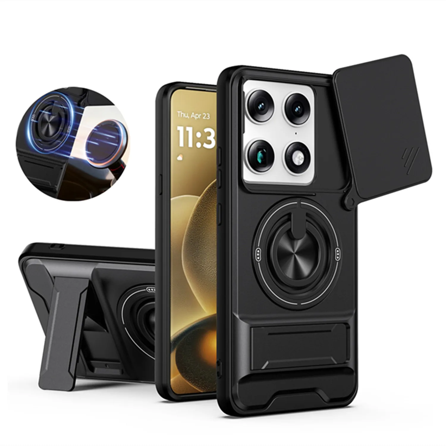 Funda protectora a prueba de golpes para Motorola Signature 5G moto, funda protectora de lente deslizante para moto signature, soporte magnético para coche