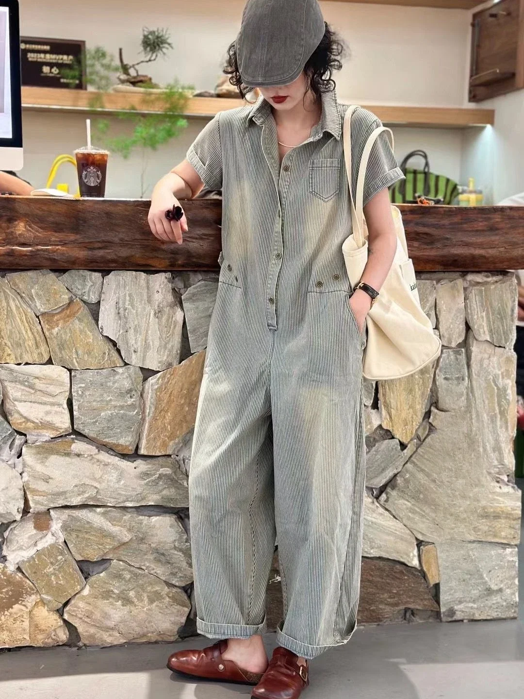 Spring and Summer New Women's Jumpsuit Loose Commuting Casual Workwear Denim Jumpsuit