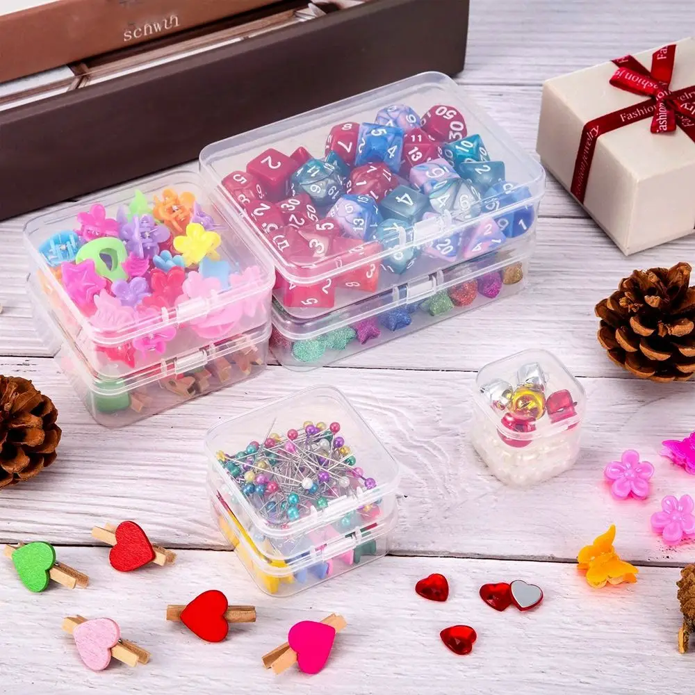 Square Transparent Storage Box Transparent Plastic Jewelry Beads Container 5 Sizse Fishing Tools Accessories Packing Boxes