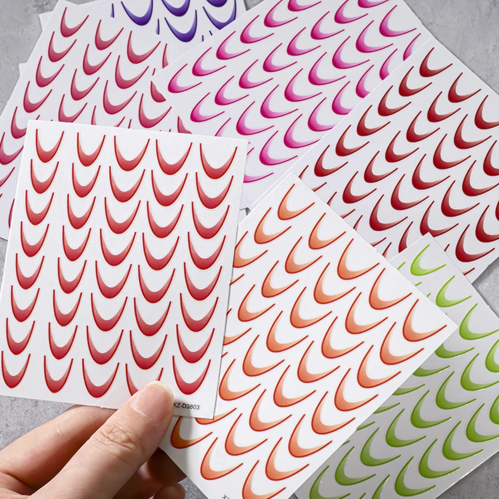 9Pcs Gradient French Lines Nail Stickers Set Blooming Stripe/Wave Line Self-Adhesive Nail Decals DIY Ombre Manicure Decorations