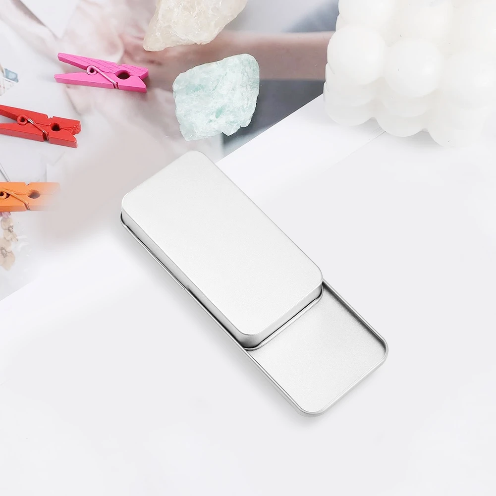 N21R 50PCS Metal Slide Top Containers, Metal Rectangular Sliding Lid Boxes for Candles Jewelry Crafts 50x25x10MM