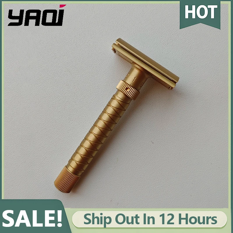 Yaqi 100% Brass Material Adjustable The Final Cut - Brass V2 Safety Razor with A 90mm Length 12mm Diameter for Comfortable Grip