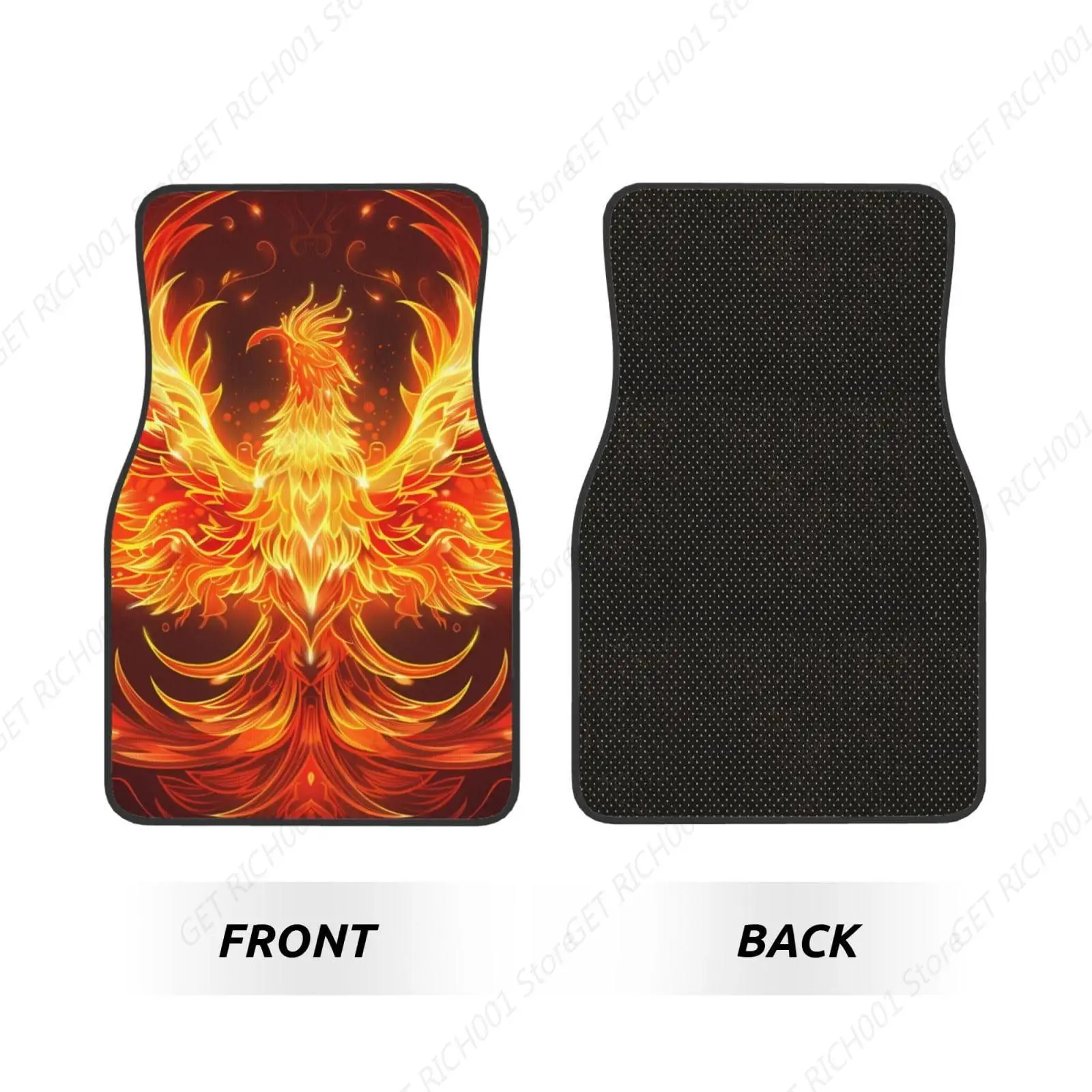 Fire Phoenix Reborn Carpet Floor Mats Auto Accessories Front Rear Car Floor Mats Funny Car Floor Foot Mat Sets of 4 Pieces