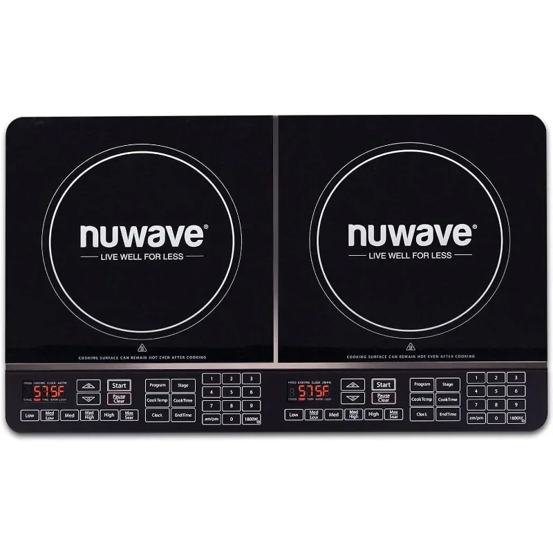 HAOYUNMA Double Induction Cooktop, Powerful 1800W, 2 Large 8” Heating Coils, Independent Controls, 94 Temp Settings