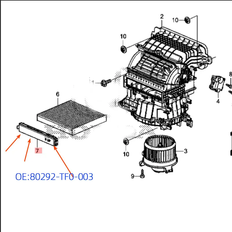 80292-TF0-003 ADAPTS to cover of filter element cover of Honda 18-22 CRV crown air conditioner