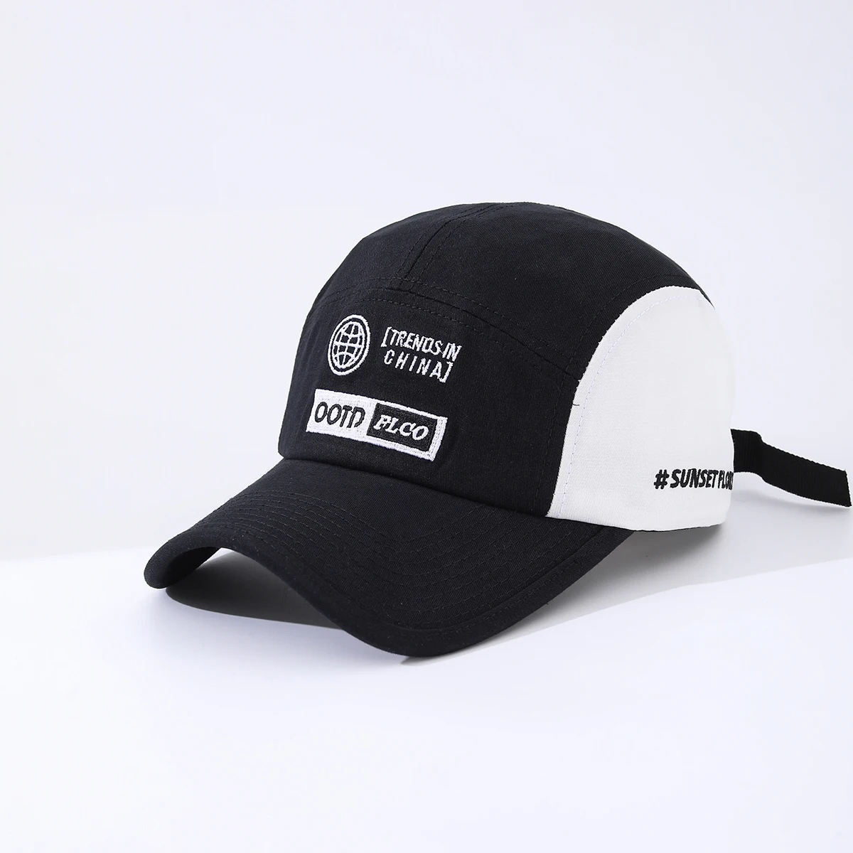 Cross-Border Fashion Patchwork-Baseballkappe mit gesticktem Logo, weichem Oberteil, verstellbarem, schirmförmigem und aufrollbarem Schirm.