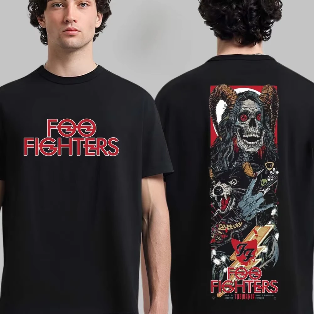 Doodle Retro Art Foo Fighters Band T-Shirt Cotton Graphic Tee Men Women Summer Streetwear
