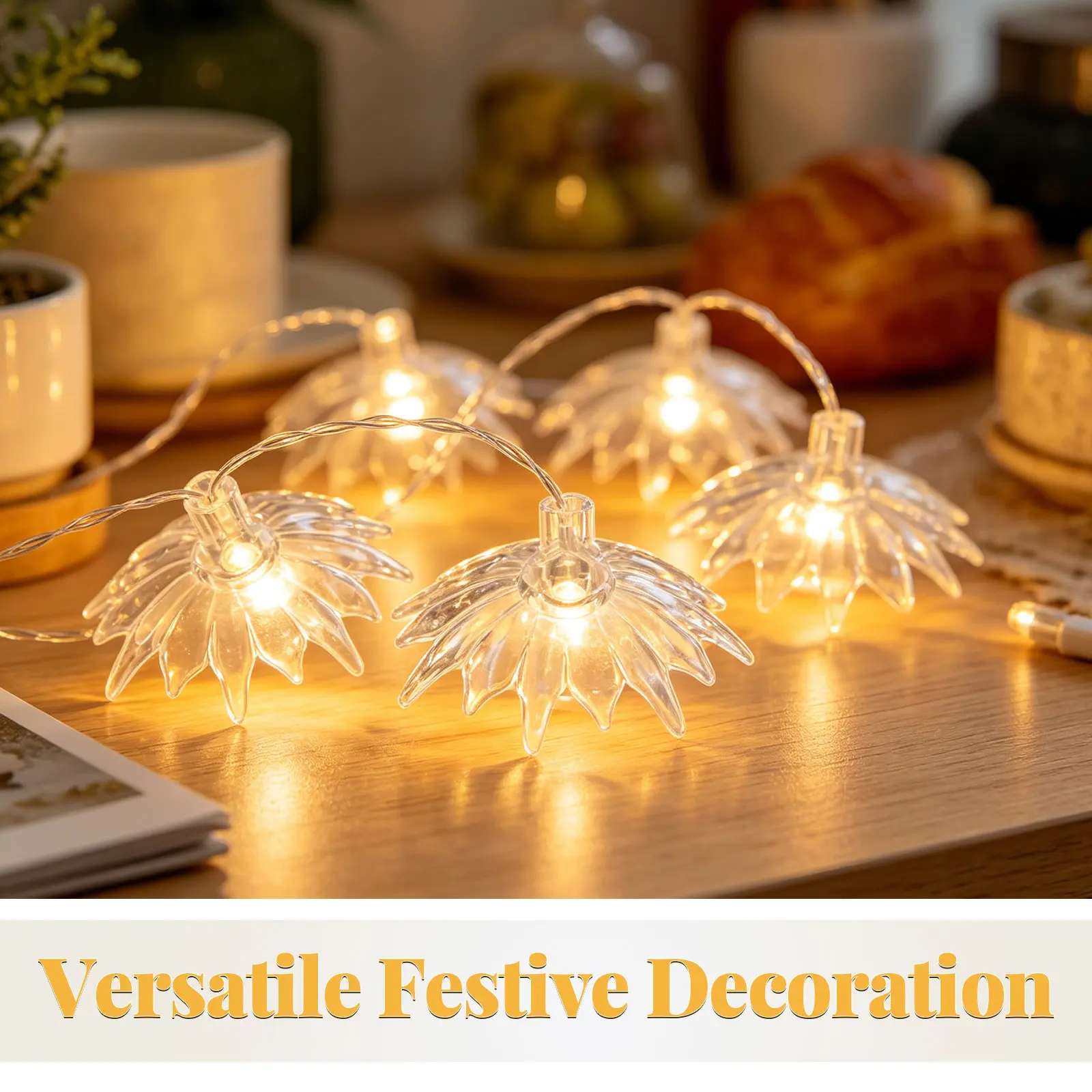 50Pcs Flower String Light Shades Transparent Plastic LED Bulb Covers for Indoor Outdoor Garden Balcony Wedding Spring Party