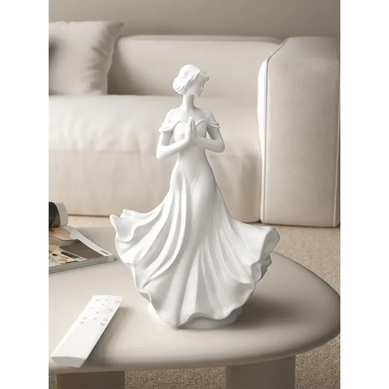 Creative figure art ornament prayer plain shadow high-end sculpture living room entrance wine cabinet study home decoration
