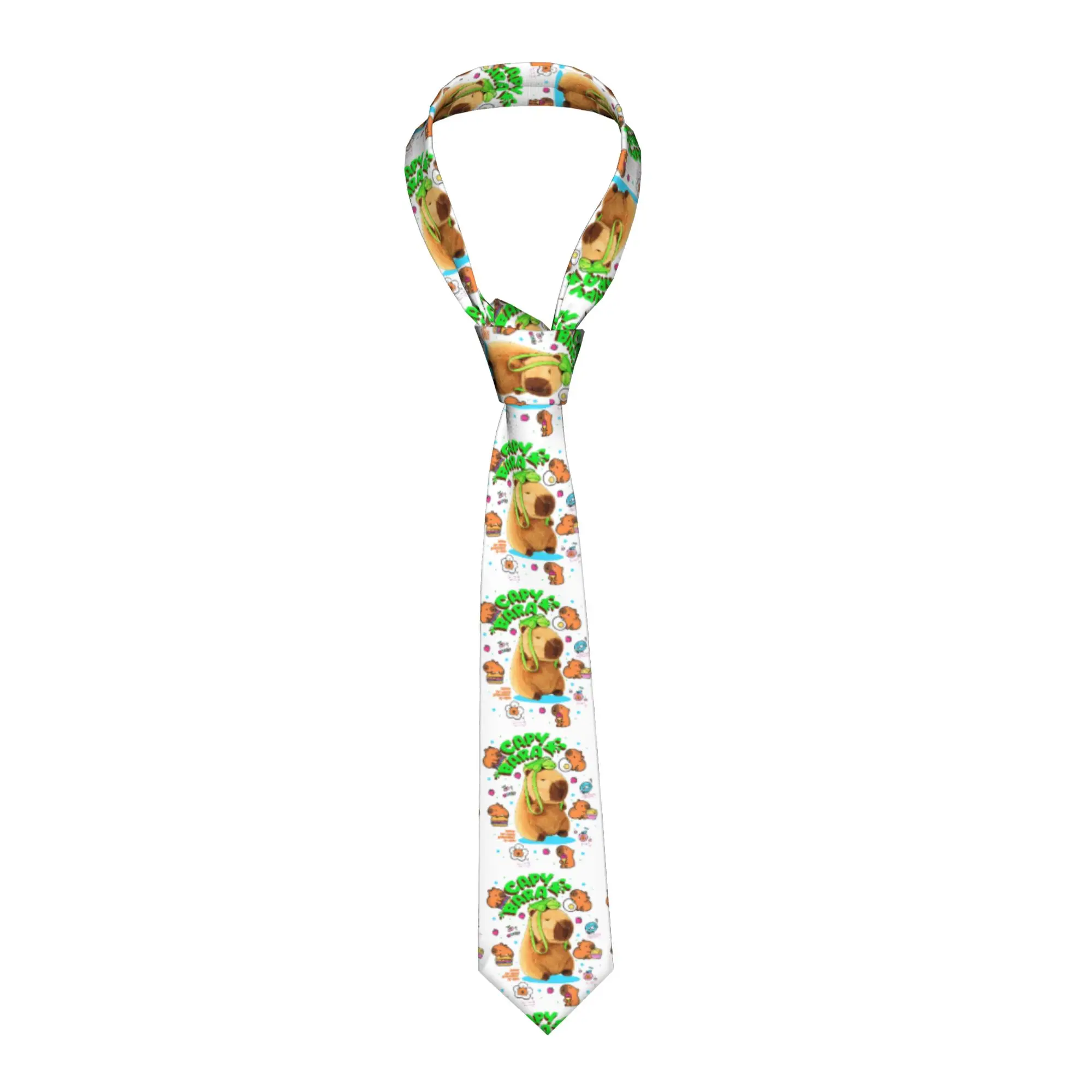 

Классические забавные красочные креативные галстуки с принтом капибары, мужские шелковые галстуки на заказ для офиса, граватасы