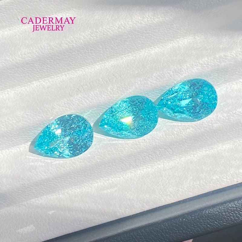 

Cadermay Blue Neon Paraiba Yttrium Aluminium Garnet 5x7mm-10x14mm Pear Shape Lab Paraiba YAG Gemstones For Making Jewelry