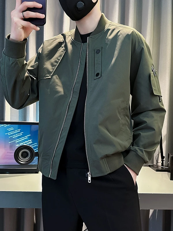 

High Street Men's Baseball Jaet Workwear Sle Trendy Brand Spring Autumn Outerwear Casual Faion Polyester Fabric