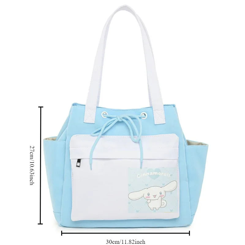 Sanrio Kuromi Cinnamoroll Cartoon Shoulder Bag Kawaii Large Capacity Contrast Waterproof Bundle Pocket Cute Girl Heart Handbag