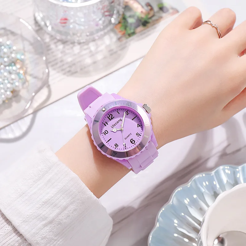 Kids Exam Watch Girls Boys Elementary School Waterproof Imitation Drop Macaron Little Fresh Sport Jelly Candy Color