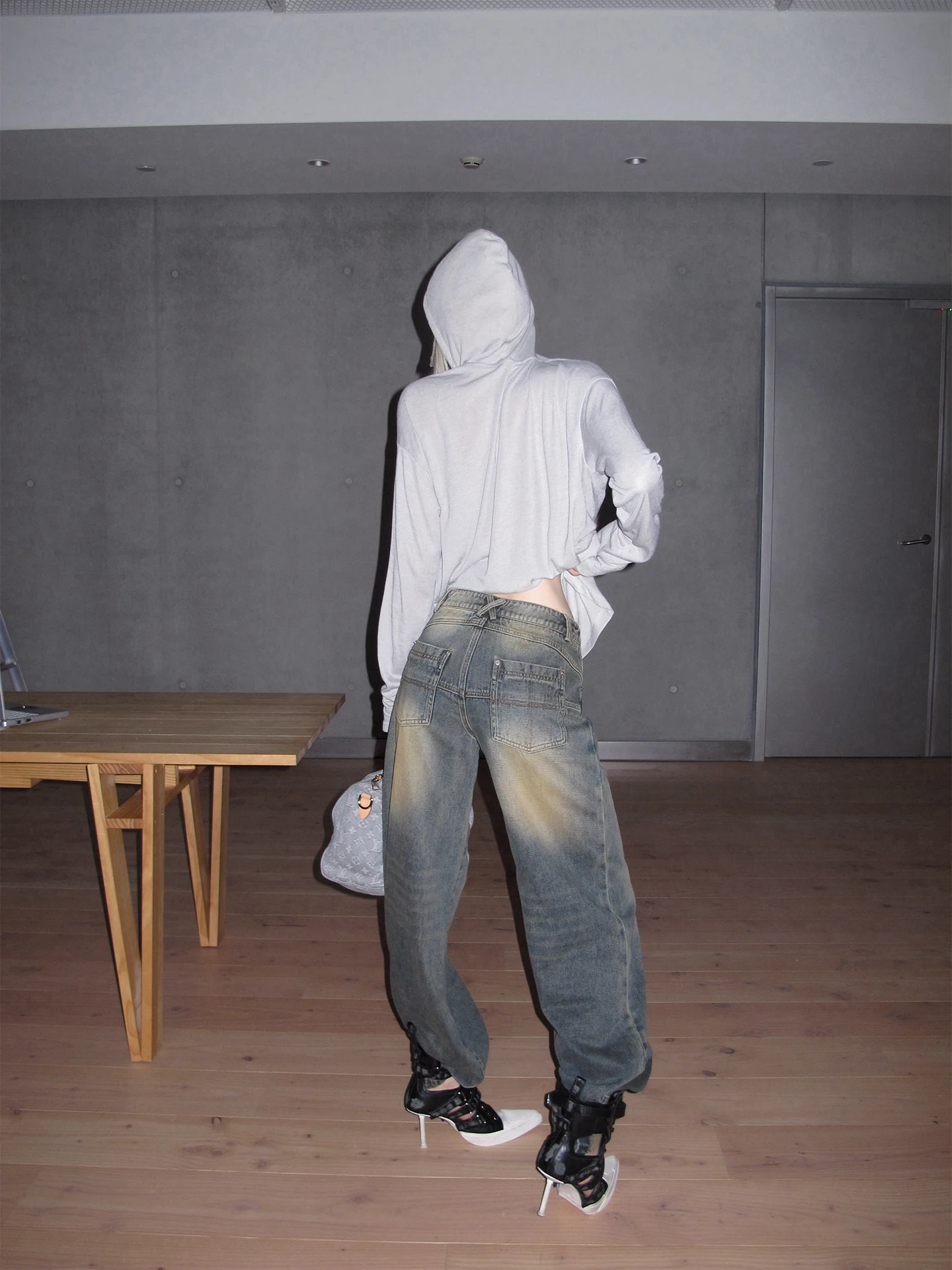 

Retro Washed Low Waist Loose Fit Straight Leg Jeans Cotton Zipper Closure Ladies Casual Pants Four Seasons Universal