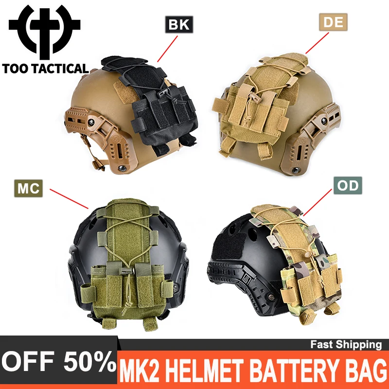 Tactical Nylon Fiber mk2 Batteries Bags Wadsn MK2 Fast Helmet Battery Pouch With Elastic Cord Fit Outdoor Hunting Activities