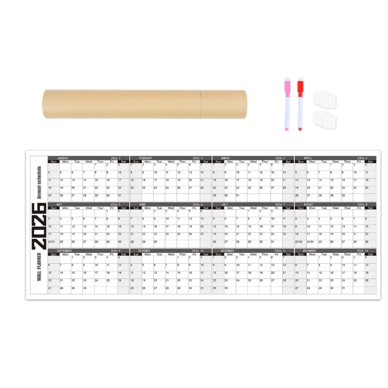 

H37F 2026 Wall Calendar Planner Paper Yearly Overviews Large Format For Home Office School