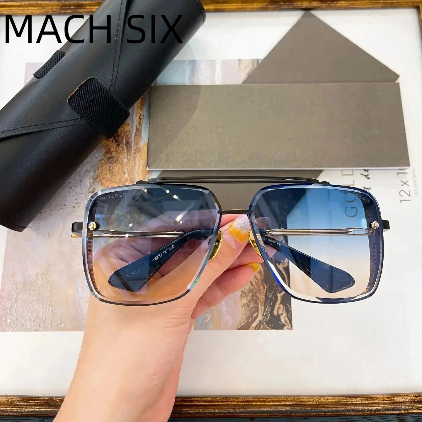 

New DT MACH SIX LIMITED EDITION Alloy Frame Womens Sunglasses Fashion Gradient Driving Anti-Glare Men's Sun Glasses With Box