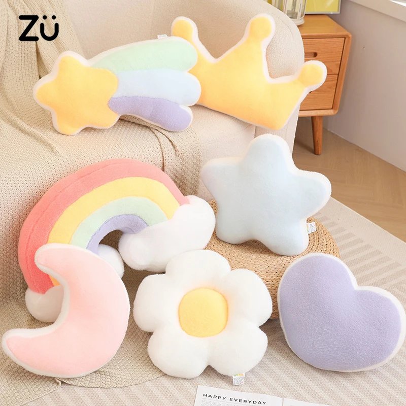 Rainbow Wish Star Moon Plush Pillow Colorful Crown Cloud Soft Toy Pillow Cushion Sofa Home Decoration Throw Pillows