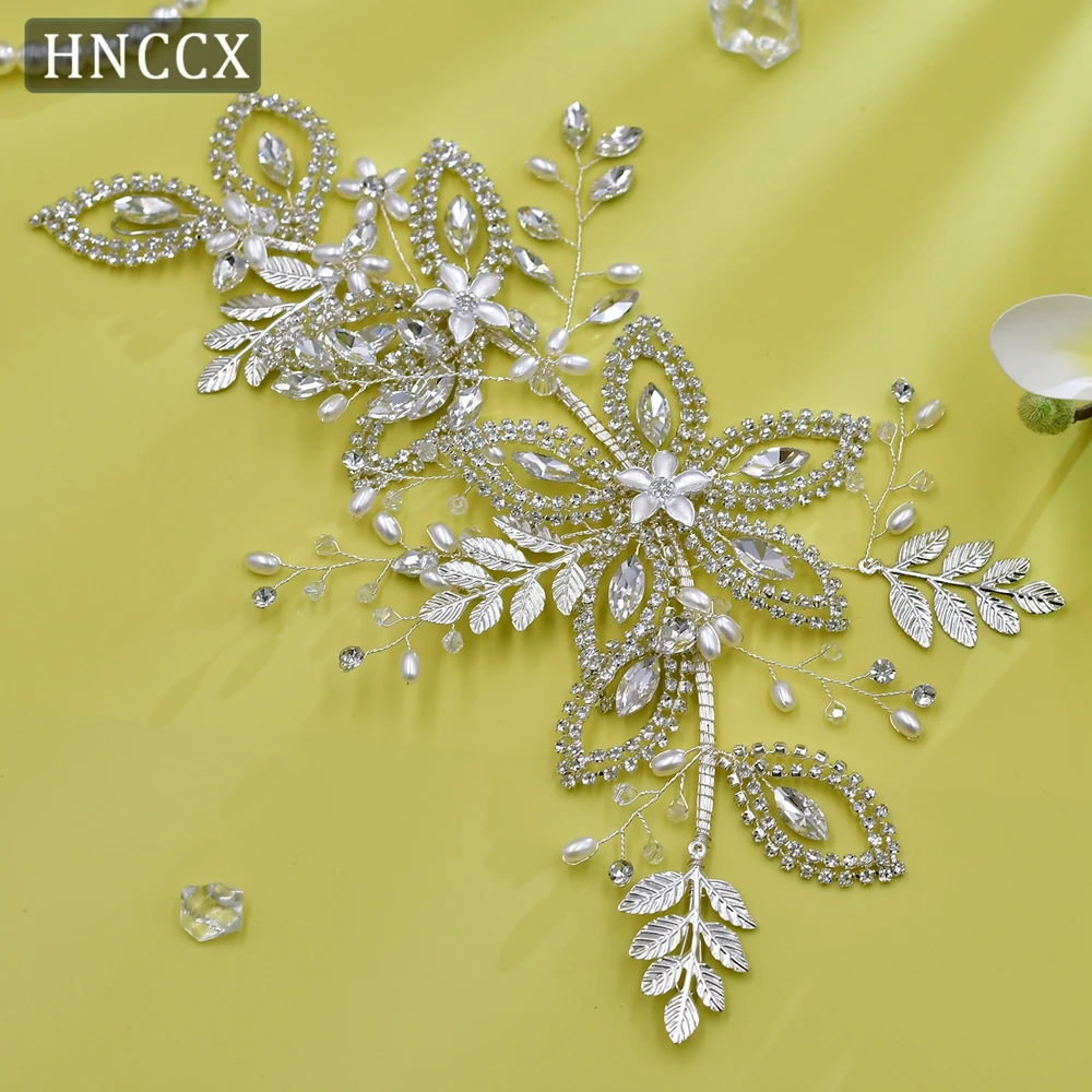 HNCCX Women Alloy Flower Ornaments Bridal Rhinestone Headband Wedding Hair Accessories Girls Headwear For Bridal Tiara CP305