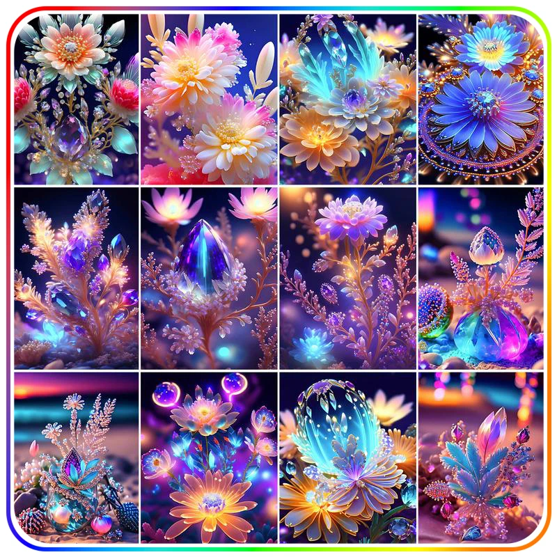 

SDOYUNO 5D Diamond Painting Handicraft Purple Frozen Flower Crystal Full Round Drill Diamond Mosaic Funky Home Decor Items