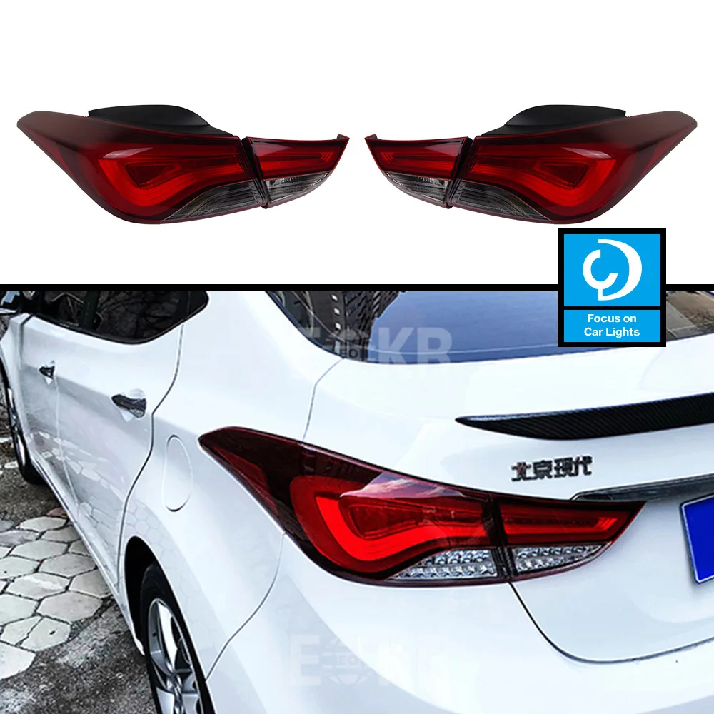 Taillights Styling For Hyundai Elantra 2014 Taillights LED DRL Running Signal Brake Reversing Parking Lighthouse Facelift