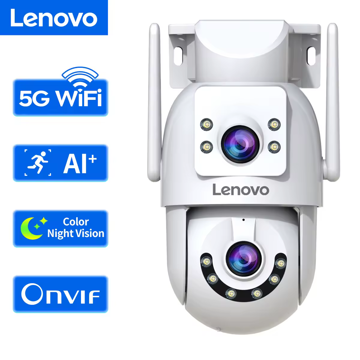 מצלמת מעקב Lenovo 4K WiFi 5G Wifi חיצונית עם עדשה כפולה PTZ מצלמות IP מעקב אוטומטי וידאו אודיו ONVIF מצלמת אבטחה CCTV