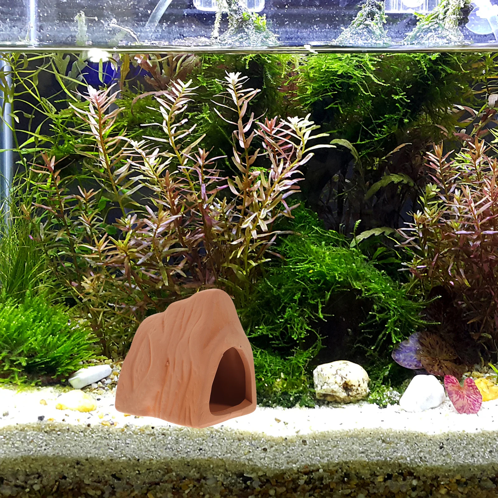 

2Pcs Fish Shrimp Hiding Cave Aquarium Decoration Stable Wide Bottom Design for Smooth Placement Lifelike Sculpture Fish Tank