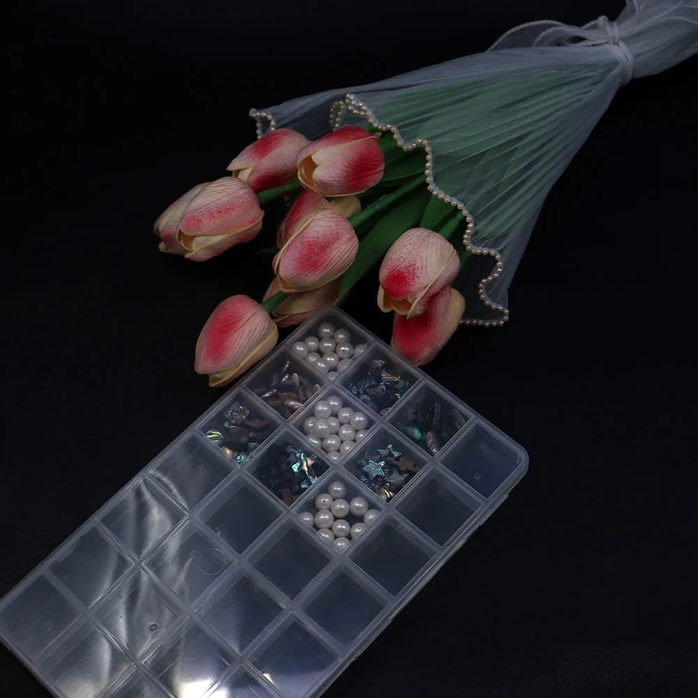 

28 Cells Transparent Plastic Jewelry Packaging Box Rectangle Handmade Accessory Display Case 1 Pc For Small Parts Organizer Tool