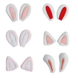 5 Pair Sweet Rabbit/Cat Ear Shape Appliques DIY Clothing Patches Adult Kids Shoes Gloves Scarf Backpack Hairpin Sewing Material