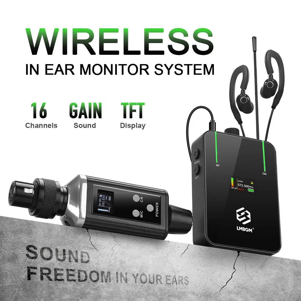 نظام مراقبة لاسلكي LMBGM AR9 Mono UHF مع شاشة ملونة TFT ذات قناة واحدة مناسبة للمرحلة والتسجيل والاستوديو والفرقة