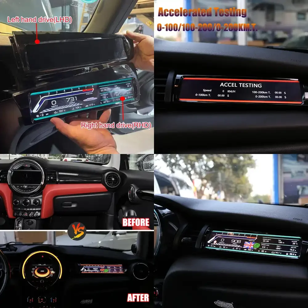 

For MINI Cooper F55 F56 F57 LCD Dashboard Display Screen for Passenger Seat Digital Speedometer Gauge Cluster Accessory RHD