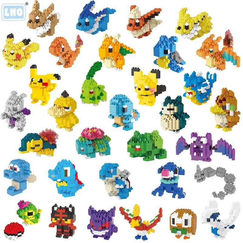 LNO 083-252 Pok é mon Children's Puzzle Assembly Building Blocks Toy Pikachu Lightning Bird Gaioka Rift Seat Snorlax