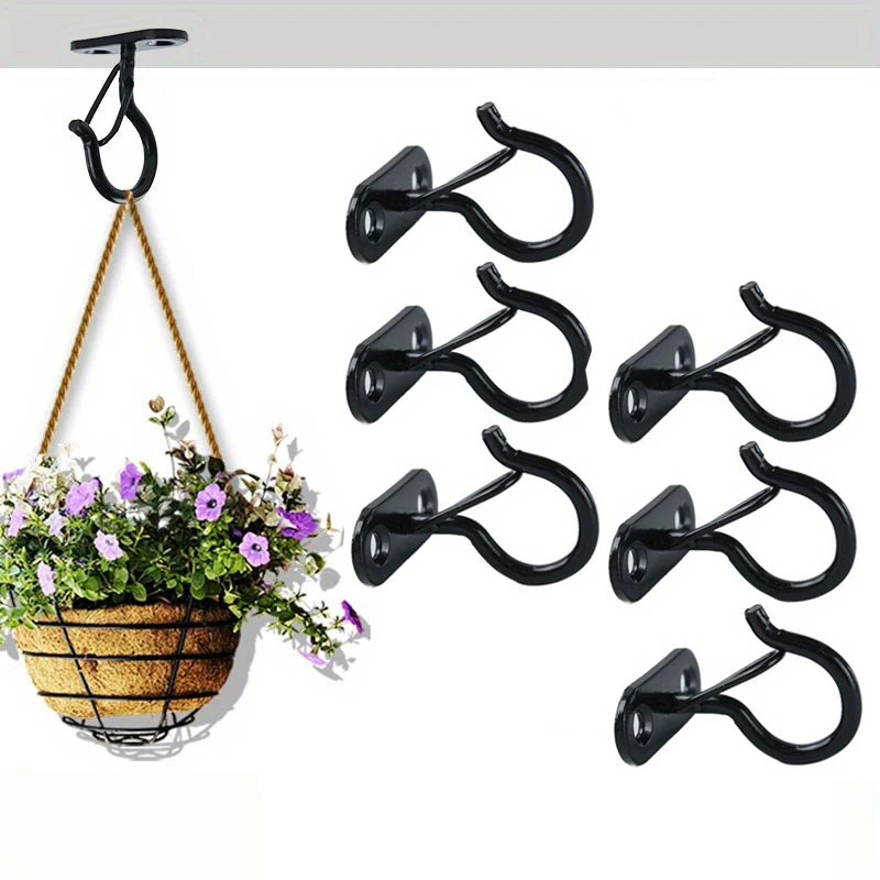 6pcs Heavy Duty Screw Fixed Hooks for Hanging Plants - Indoor Outdoor Multi-purpose Ceiling Hooks for Wind Chimes Christmas