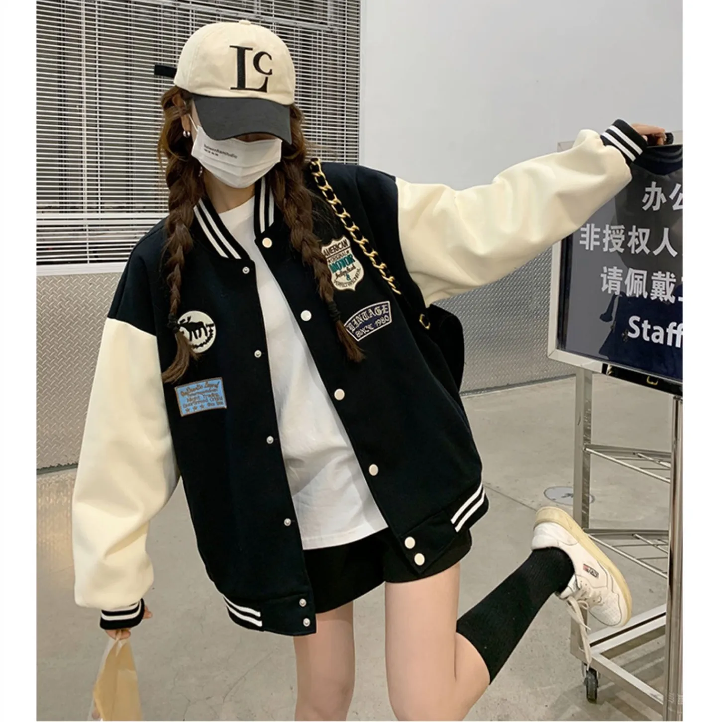 

Sweet Hot Girl College Style Baseball Jacket Women's Spring and Autumn Long-sleeved Loose Casual Jacket Fashion Female Clothes