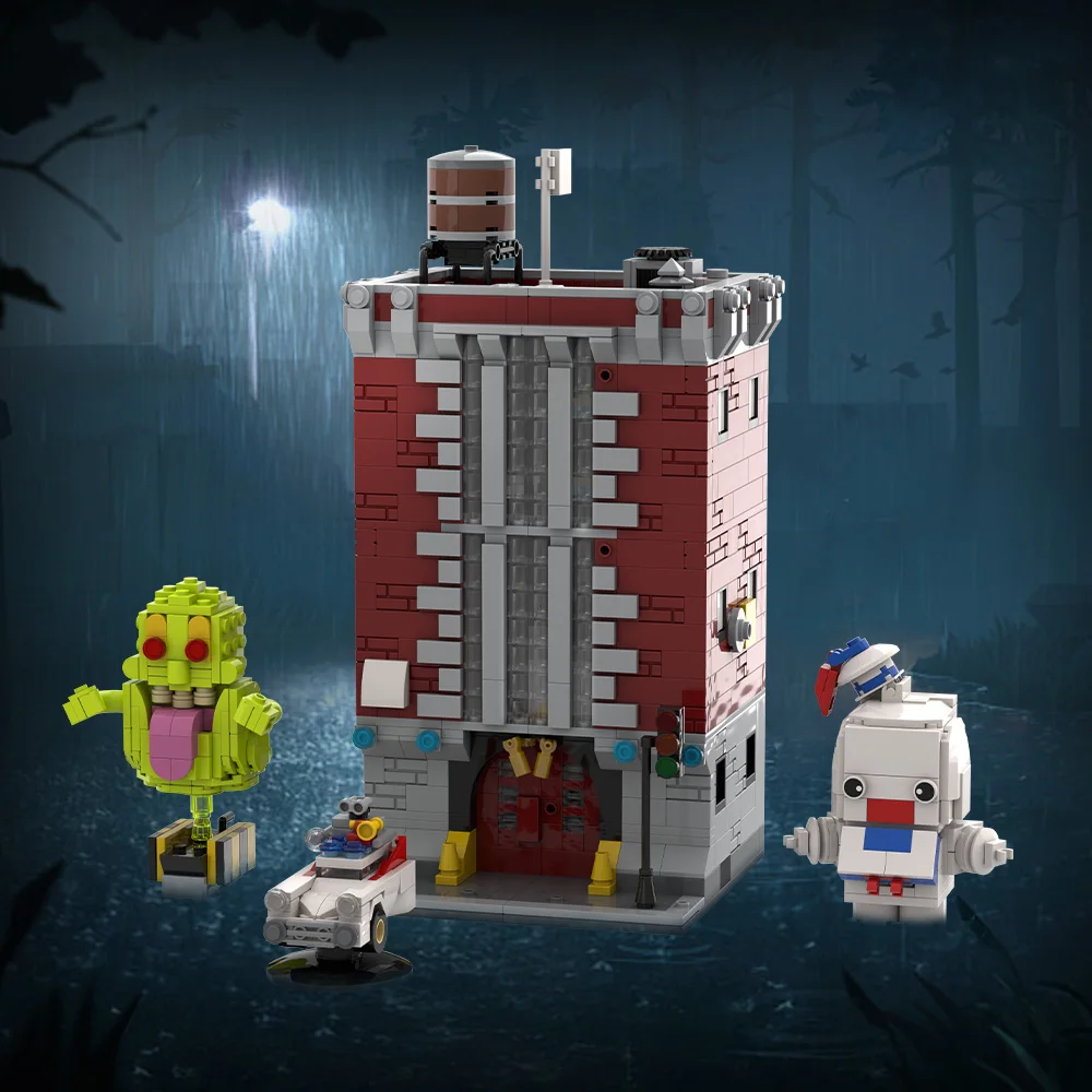 MOC 映画消防署会社ビルディングブロックモデル食いしん坊映画キャラクター白レンガ diy 組み立ておもちゃ子供のギフト