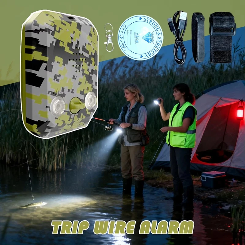 

Waterproof Camping Fishing Perimeter Alarm Wire Trigger Alarm Device 120dB Alarm Security Sirens for Mountains Night Defense