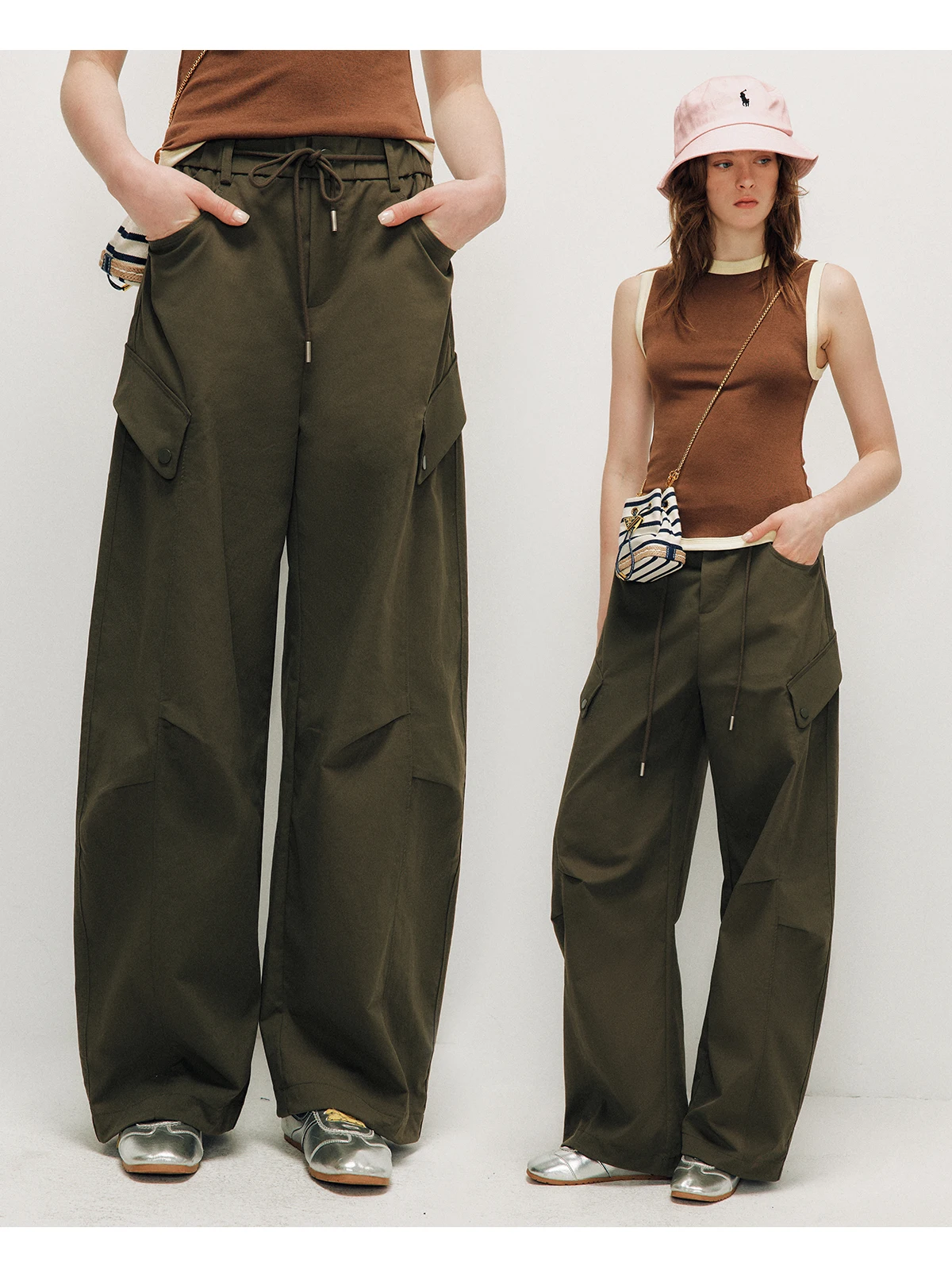 

Женские повседневные брюки с эластичным поясом на шнурке, карманами, защитой от морщин, плиссированные, 3D-крой, из полиэфирного волокна