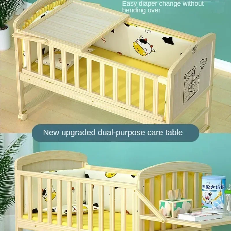 Cuna de madera maciza para bebé, cama infantil no tóxica sin pintura, cuna para recién nacido, cuna para dormir, cuna de bebé de madera, cuna de bebé Natural, 40