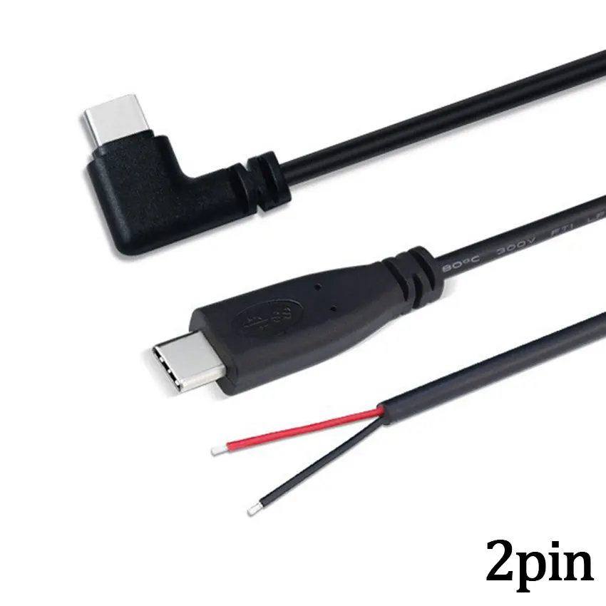

1/5/10PCS USB Power Supply Cable 2/4 Pin Type C Male Plug Wire Connector DIY Data Charging Extension Cable 0.25m