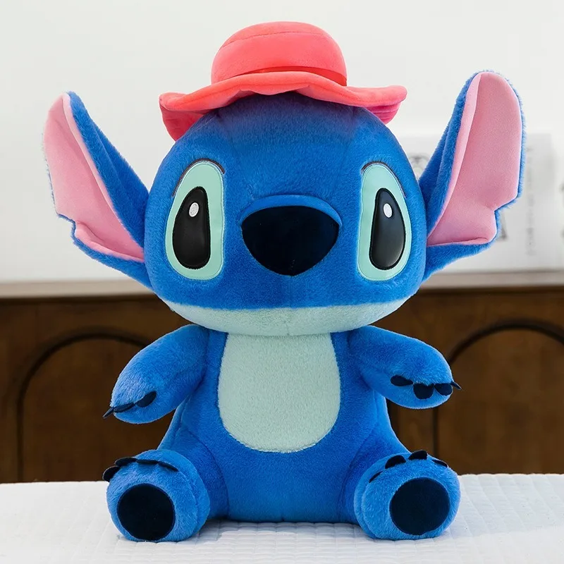 Disney Kawaii Stich Peluche Grande Punto Bambola con Cappello Riempito di Peluche Regalo di Compleanno per Bambini Carino Amigurumi