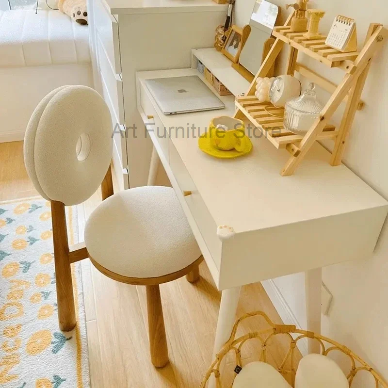 Silla de comedor de madera maciza de terciopelo de cordero para el hogar, sillón con respaldo de diseño de Casa Nórdica, artículo de compras directo