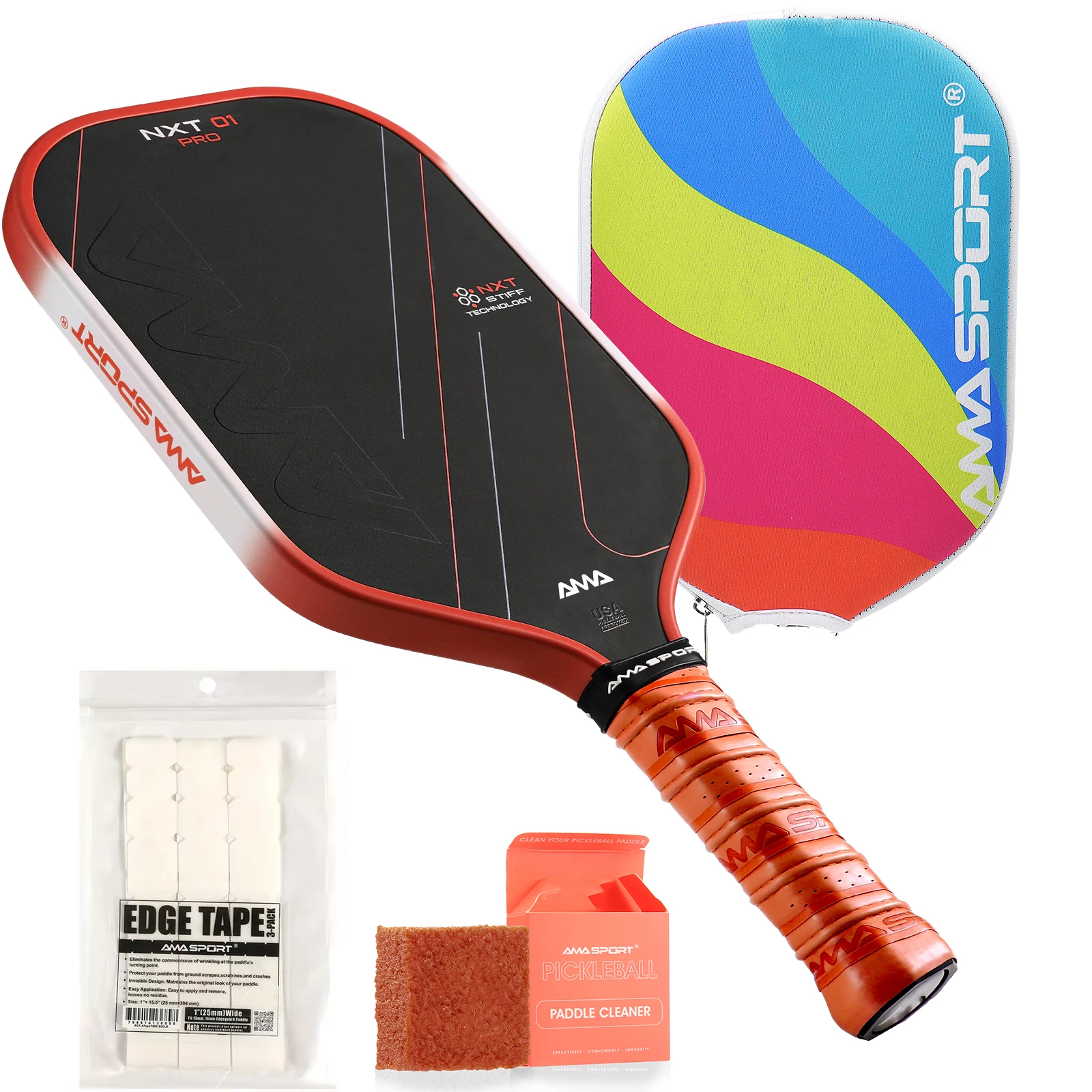 

AMASport NXTPro Pickleball Paddle Racket Set Carbon Fiber Ultraweave Control & EVA Memory Flex Foam Core for Senior Player