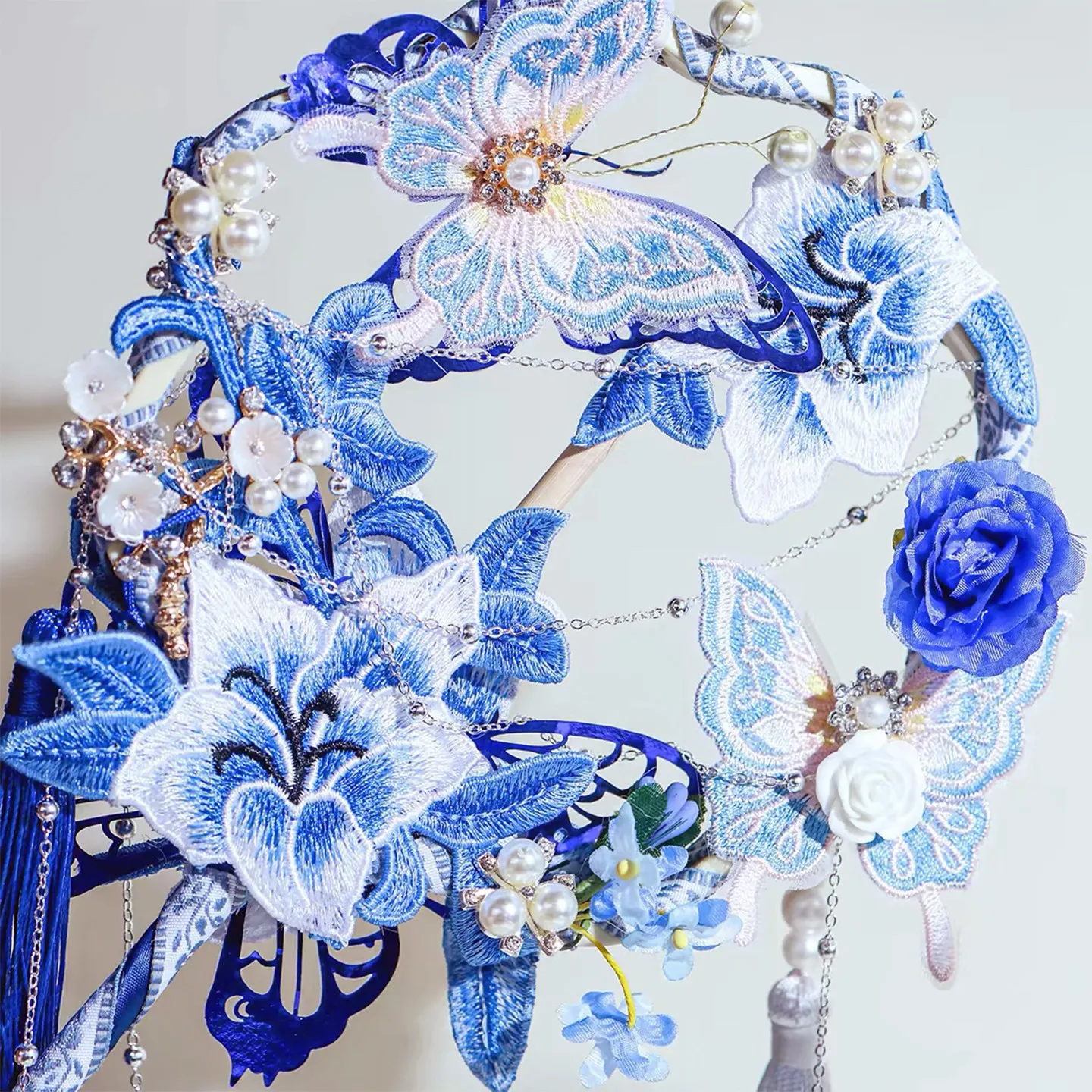 For handmade Chinese style long handle fan shooting props