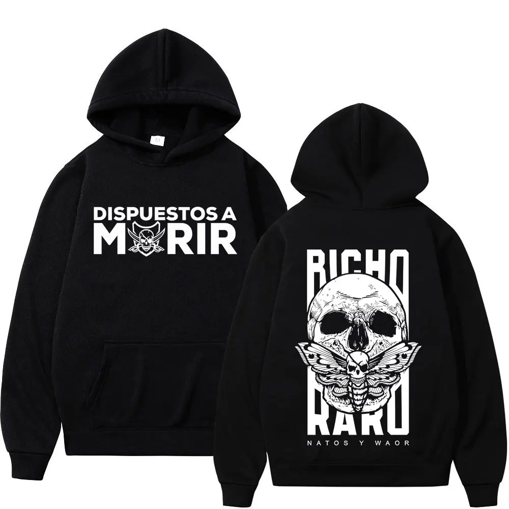 Rapper NATOS WAOR Bicho Raro Negra Esqueleto 2025 Gótico Hip-hop Manga Comprida Harajuku Hoodie Inverno Homem Mulher Moletom Clássico