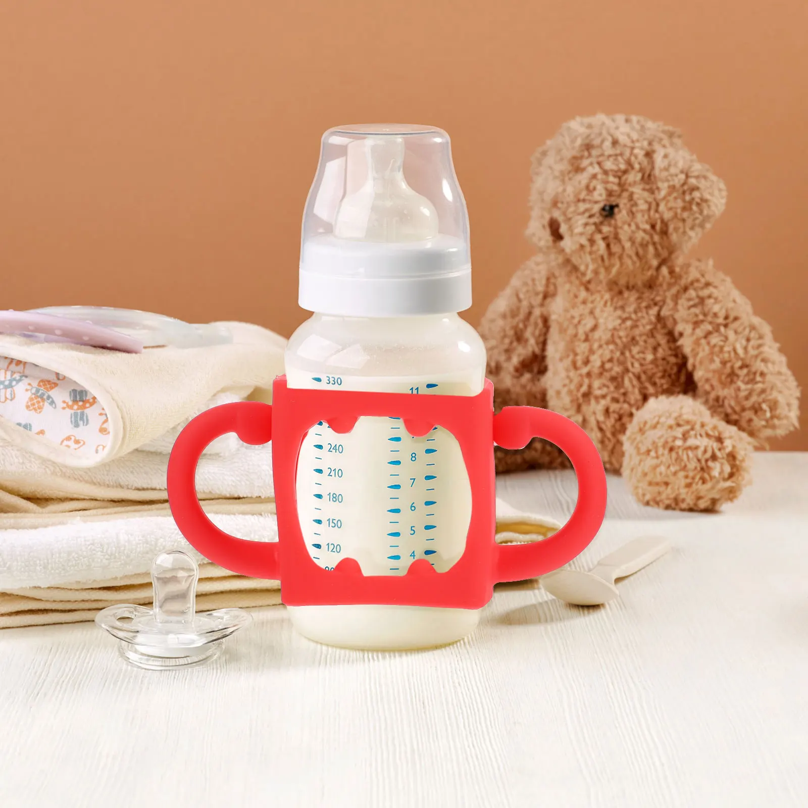 

1Pcs Silicone Nursing Bottle Grip Handle Easy Installation and Cleaning Prevents Leakage Handle for Milk Bottle