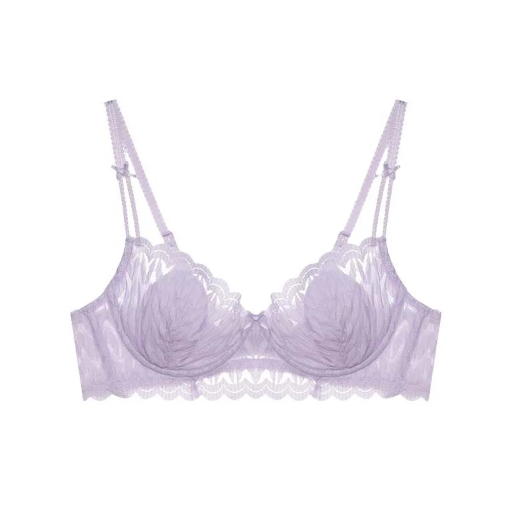 

Bow Strap Lace Deep V Bra Soft Steel Ring Close-fitting Brassiere for Women Shockproof Lingerie Push Up Underwear Spring Summer