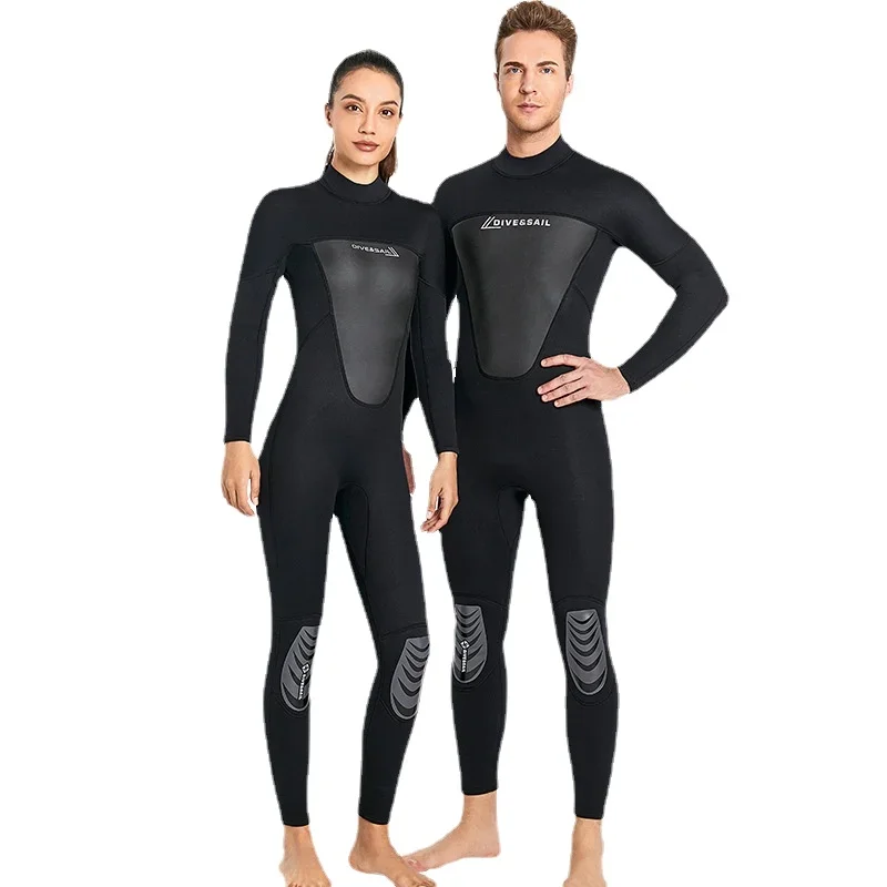 Full Body Neoprene Wetsuit for Men and Women Black Cold-proof One-piece Long Sleeves Diving Suit Surf Swim Kayak Scuba 3mm