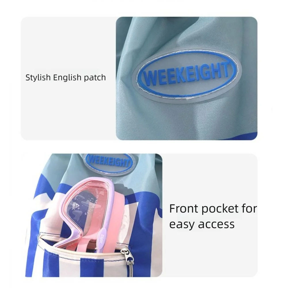 

Dry/Wet Separation Children's Swimming Backpack Lightweight Large Capacity Toiletry Storage Bag Waterproof Striped
