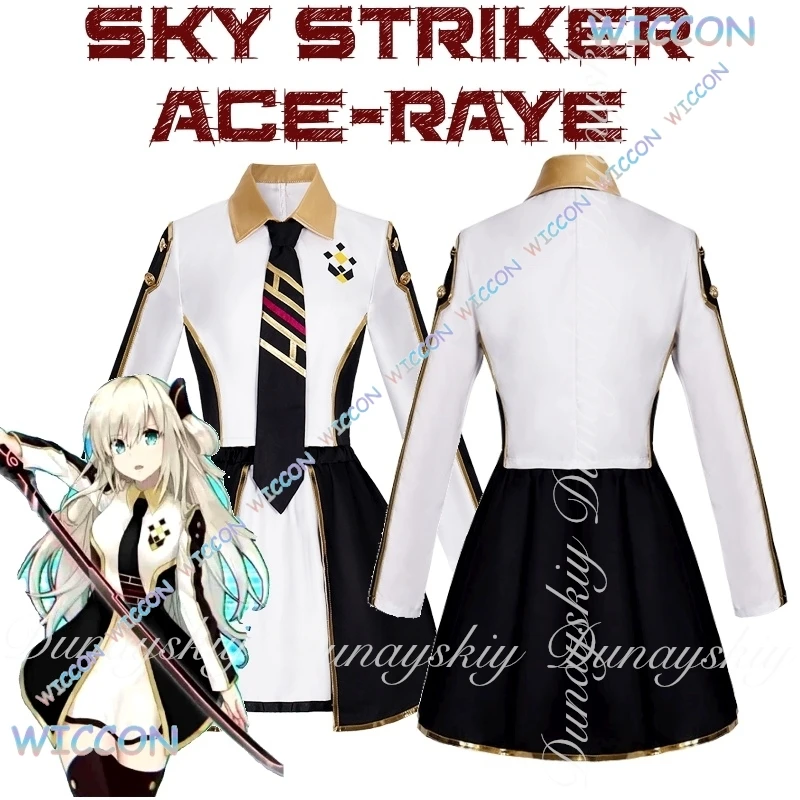 

Карточная игра Sky Striker Ace-Raye Косплей с длинным ножом Реквизит Платиновый парик Черно-белое платье Косплей Костюм